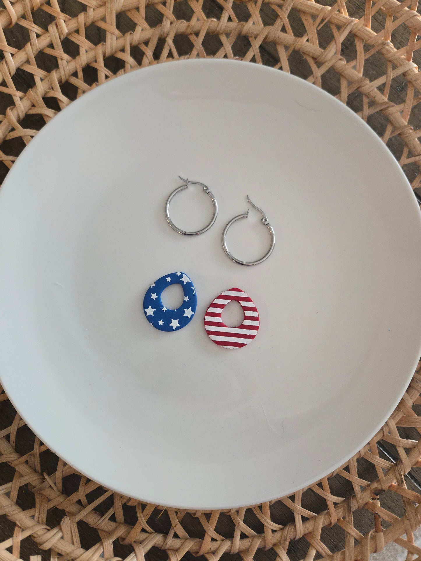 American flag dangle only (no hoops)