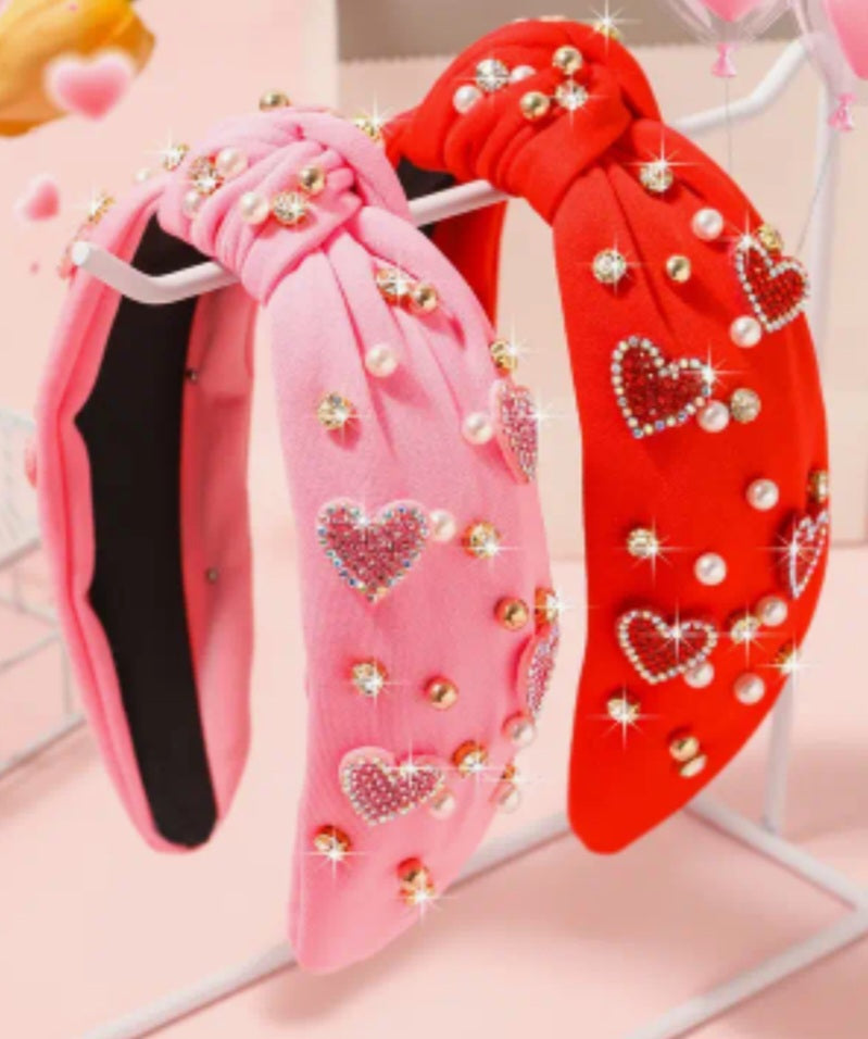 Valentine's day sparkle hearts headband