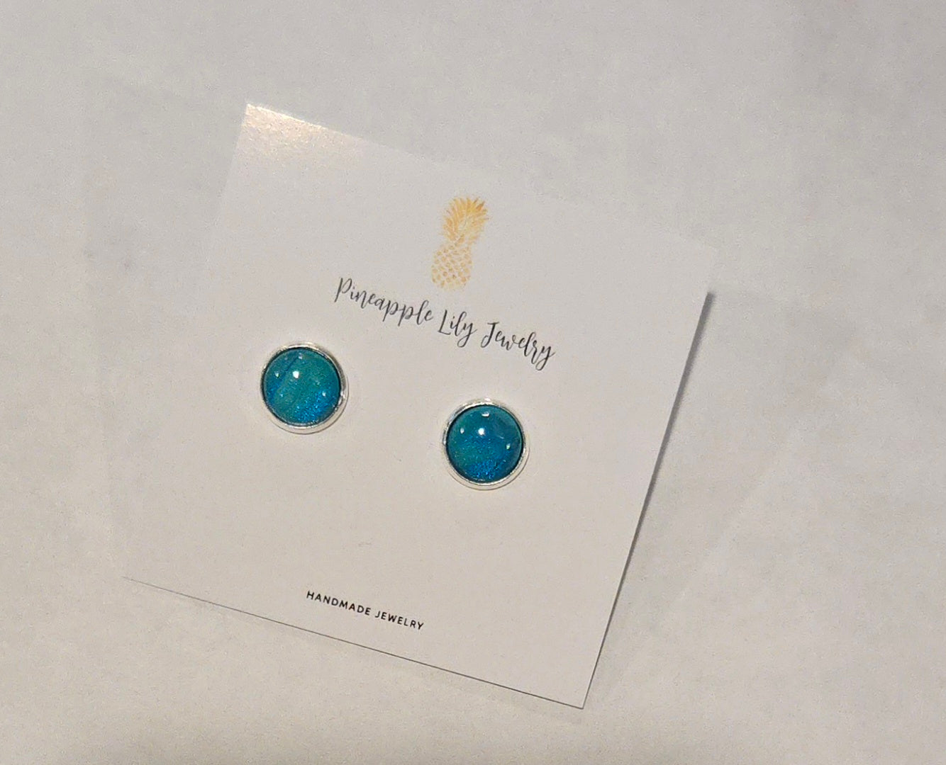 Polymer clay teal Cabochon Stud earrings