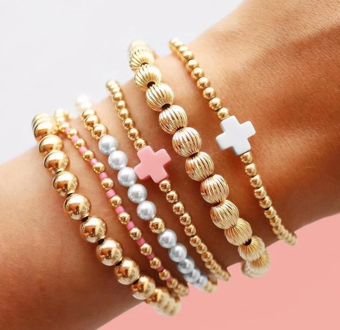 Bracelet stack (pink theme)