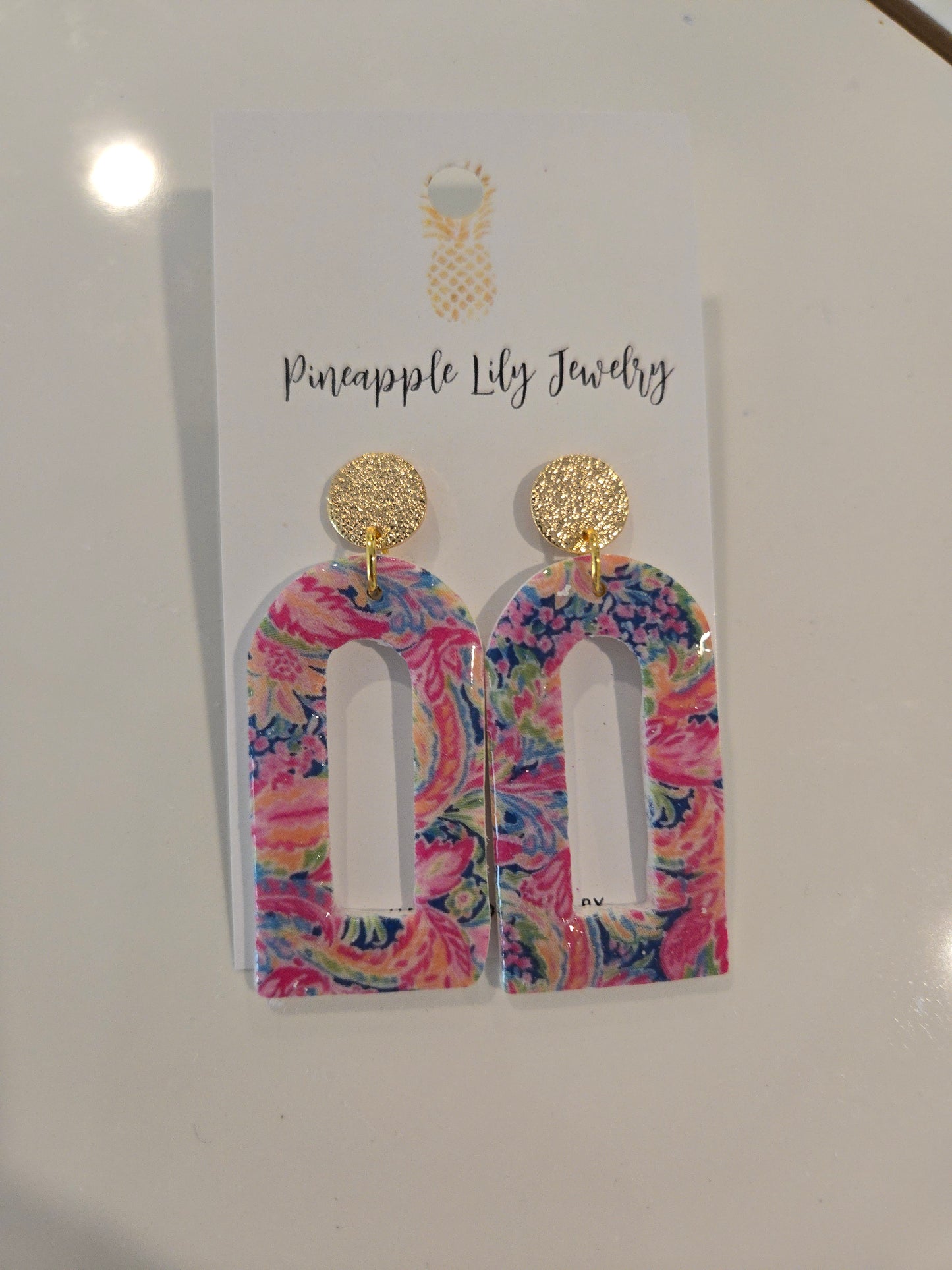 Lilly Pulitzer inspired large dangle earrings