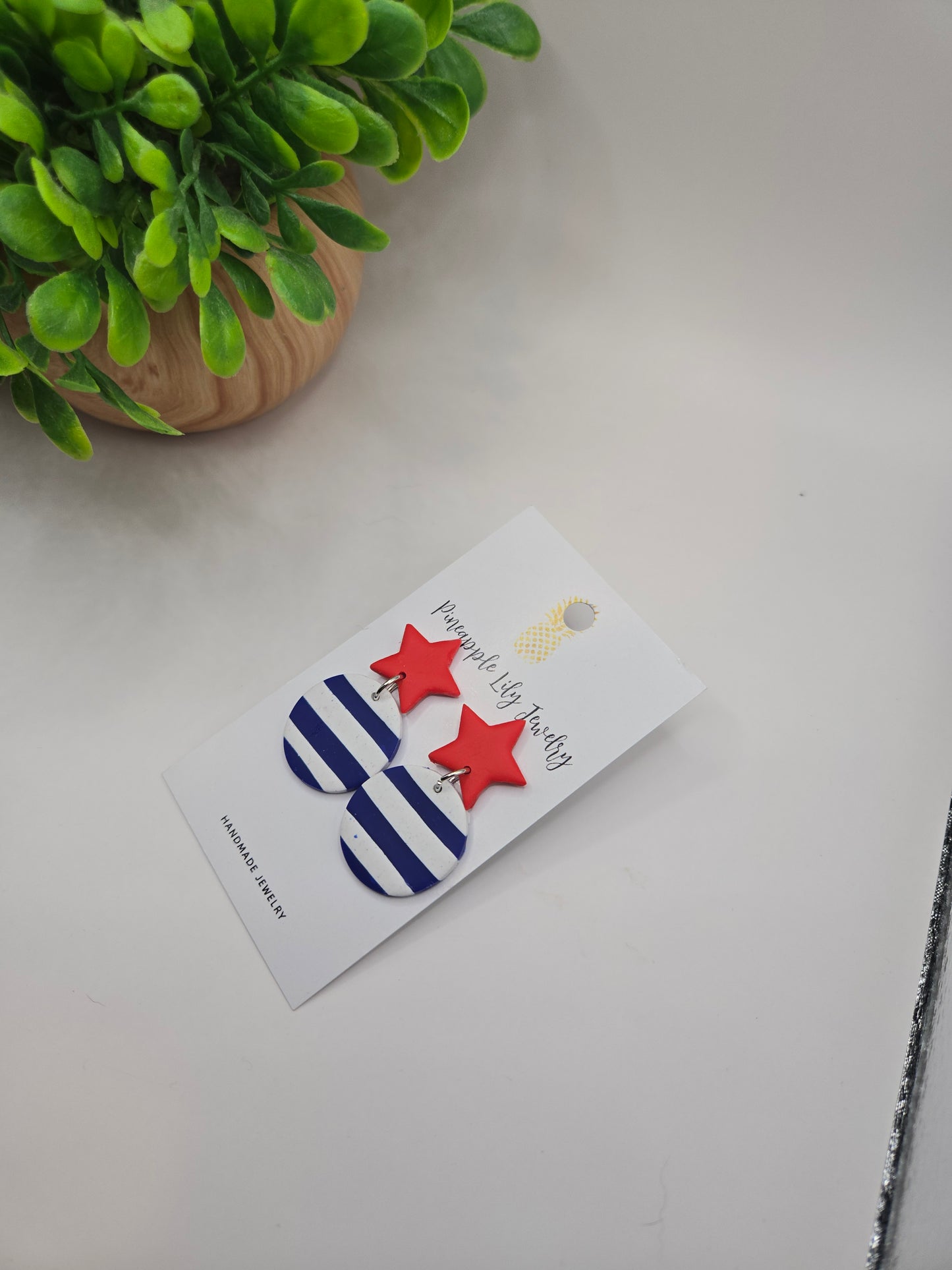 Stars and Stripes polymer clay earrings