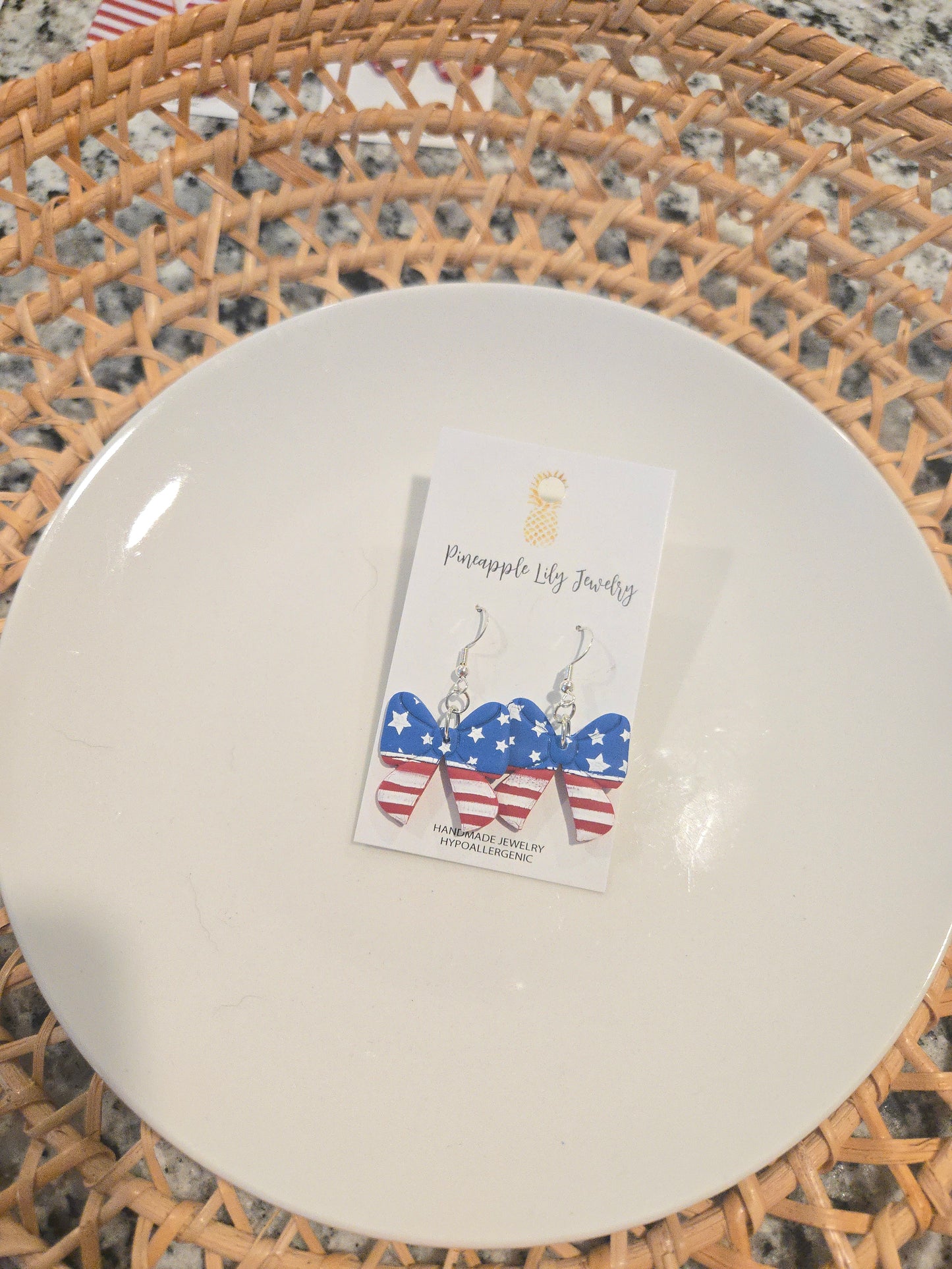 American Flag Bow Dangles