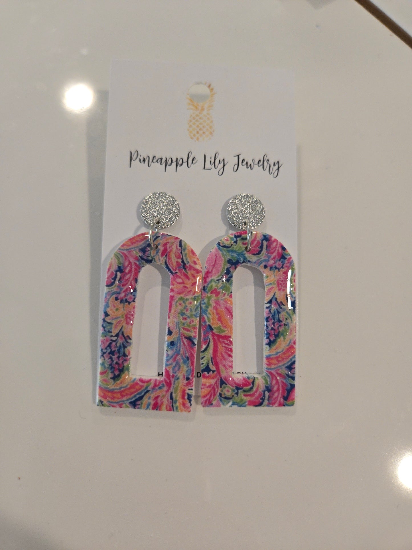 Lilly Pulitzer inspired large dangle earrings