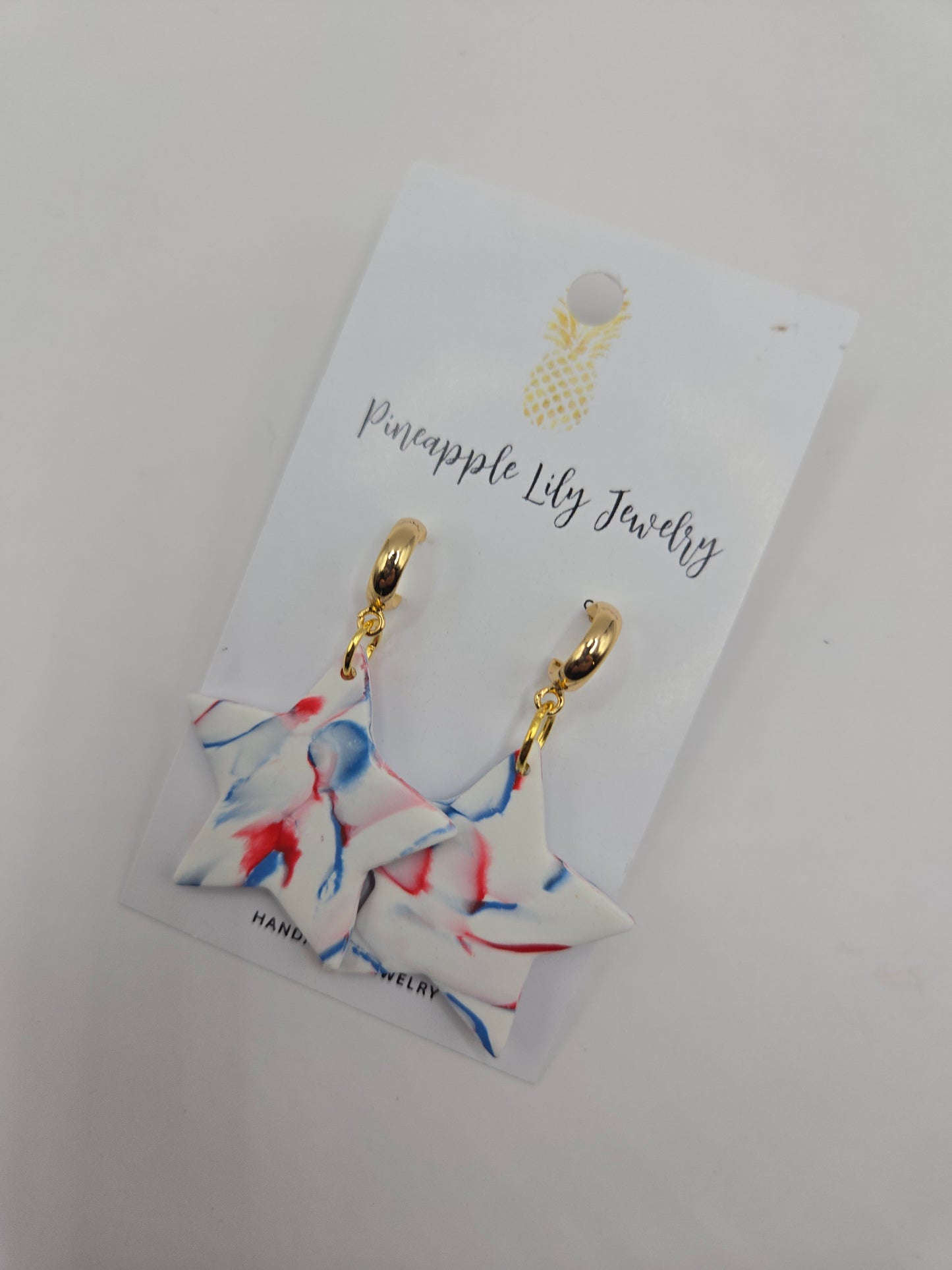 Marble red, white, blue polymer clay stars