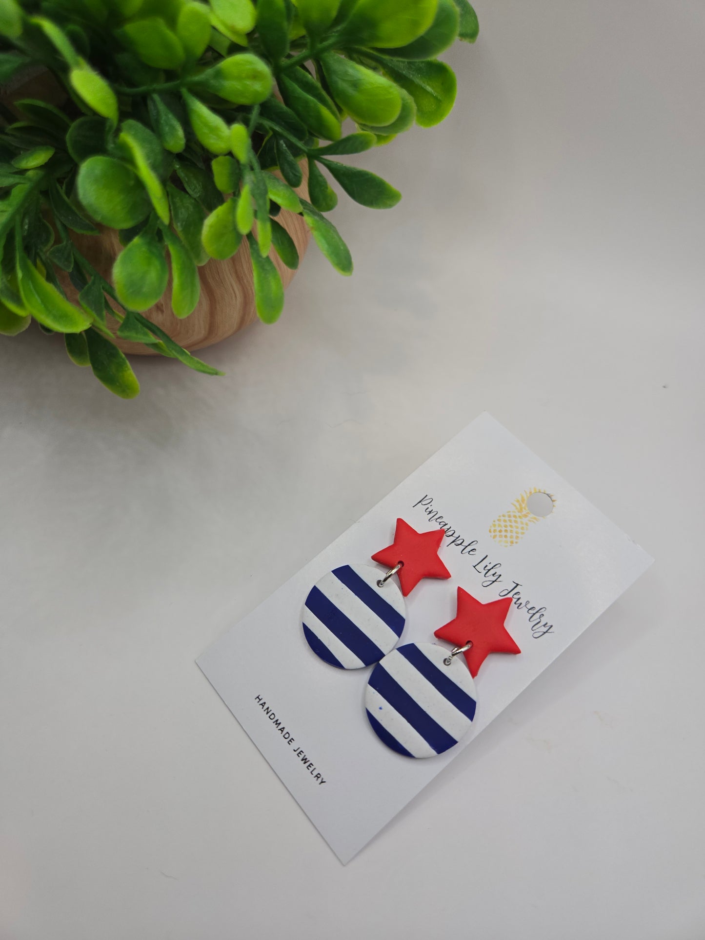 Stars and Stripes polymer clay earrings