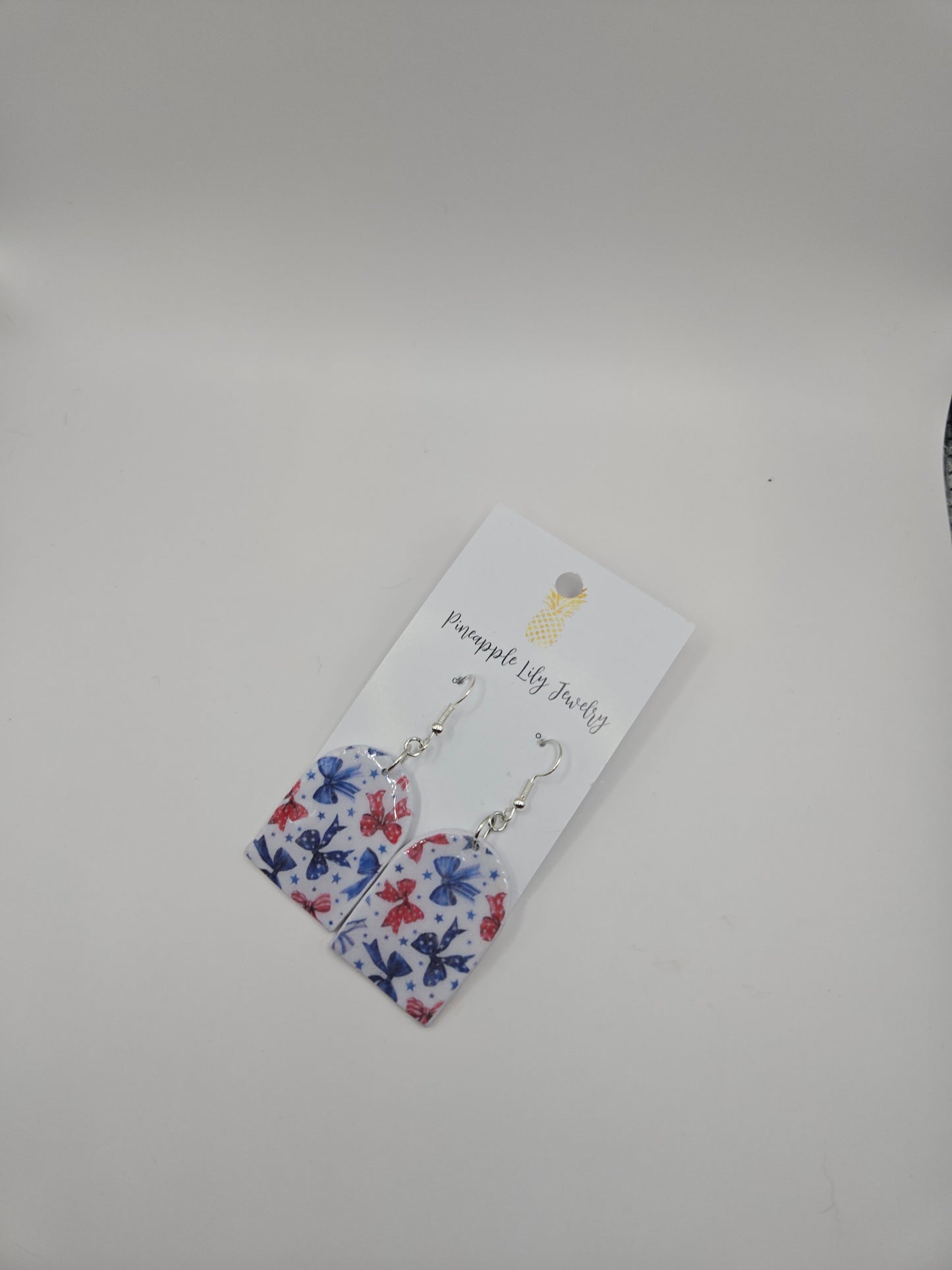 Red, White, Blue Bow polymer clay dangles