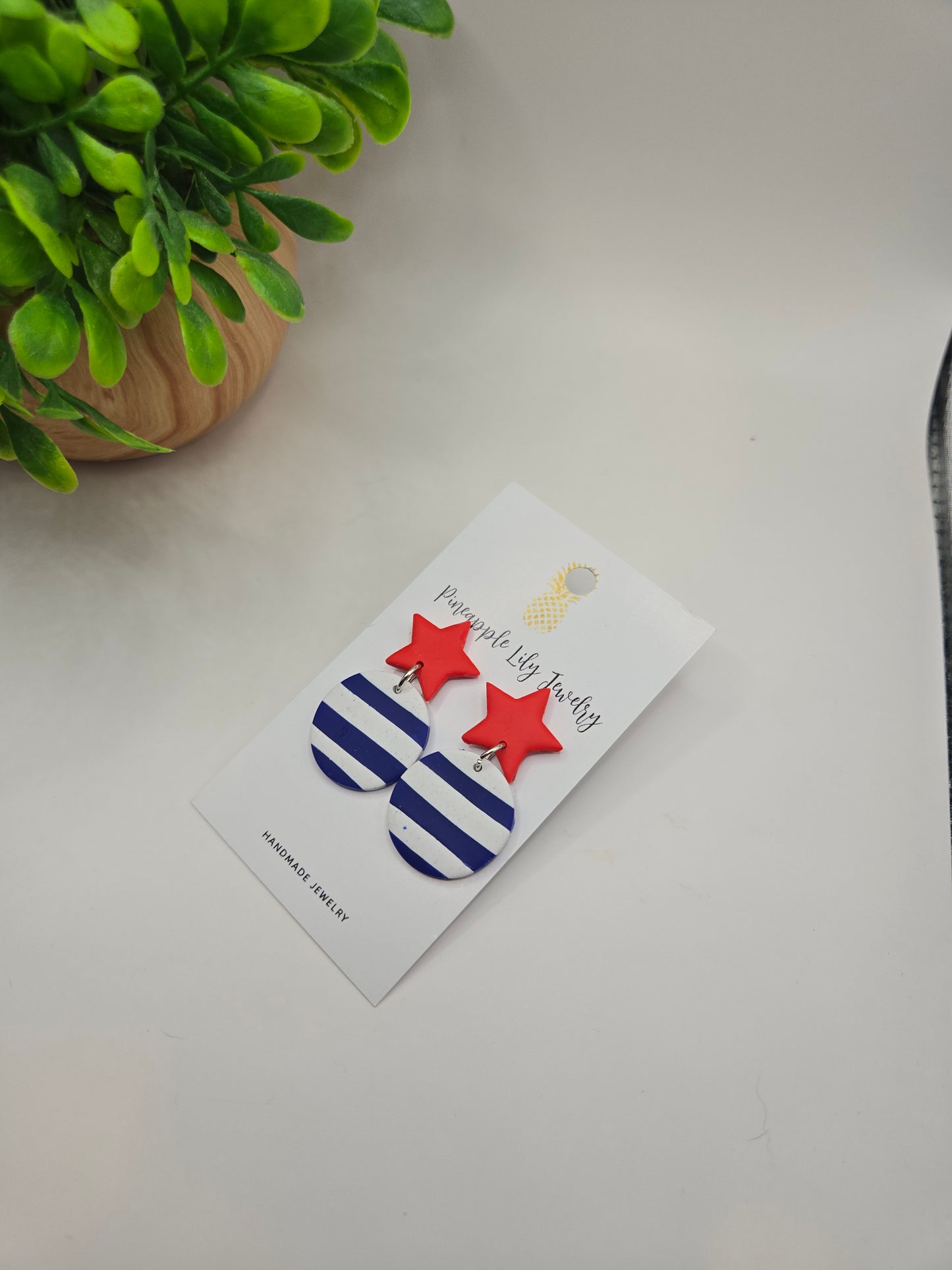 Stars and Stripes polymer clay earrings
