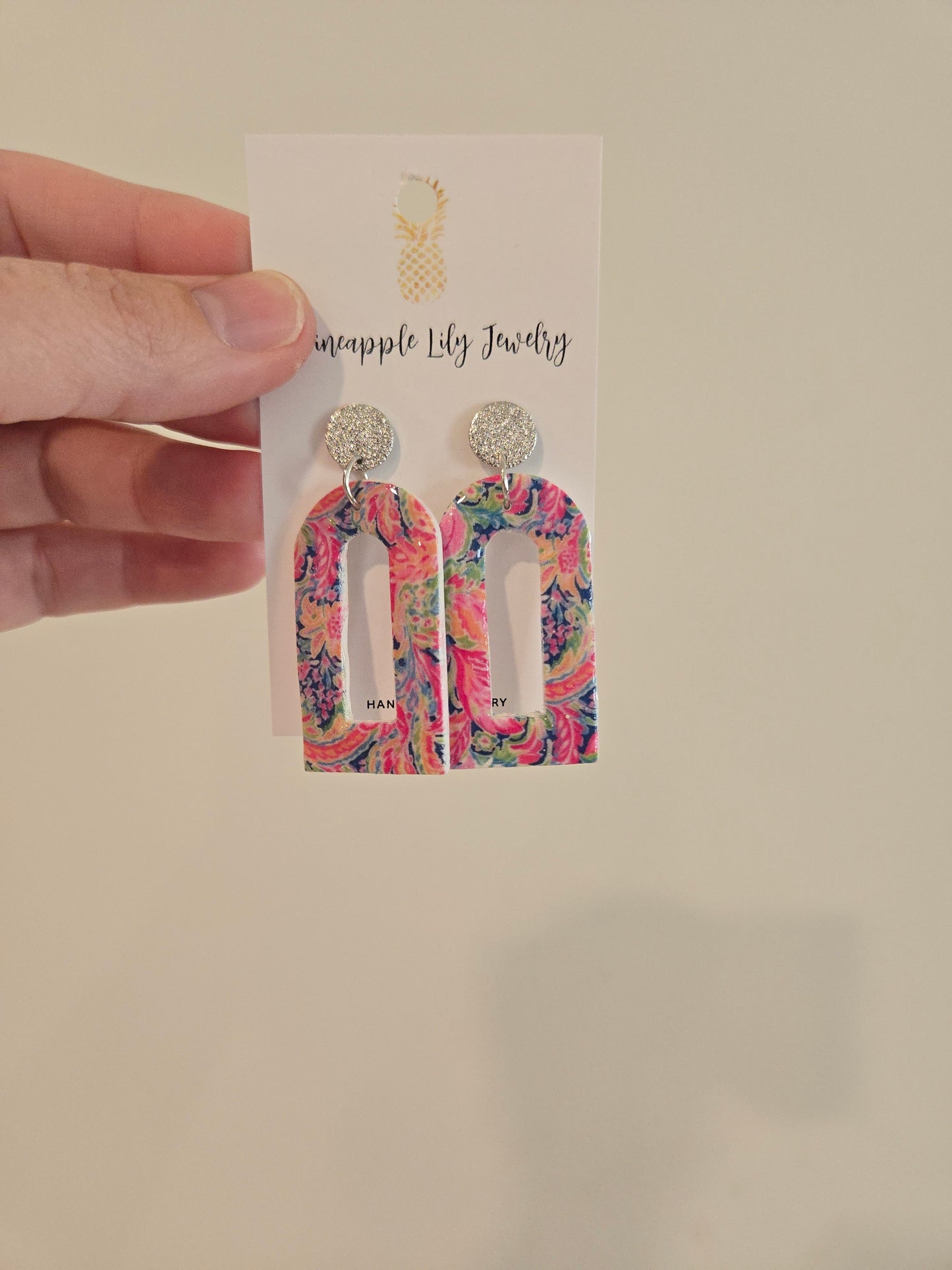 Lilly Pulitzer inspired large dangle earrings