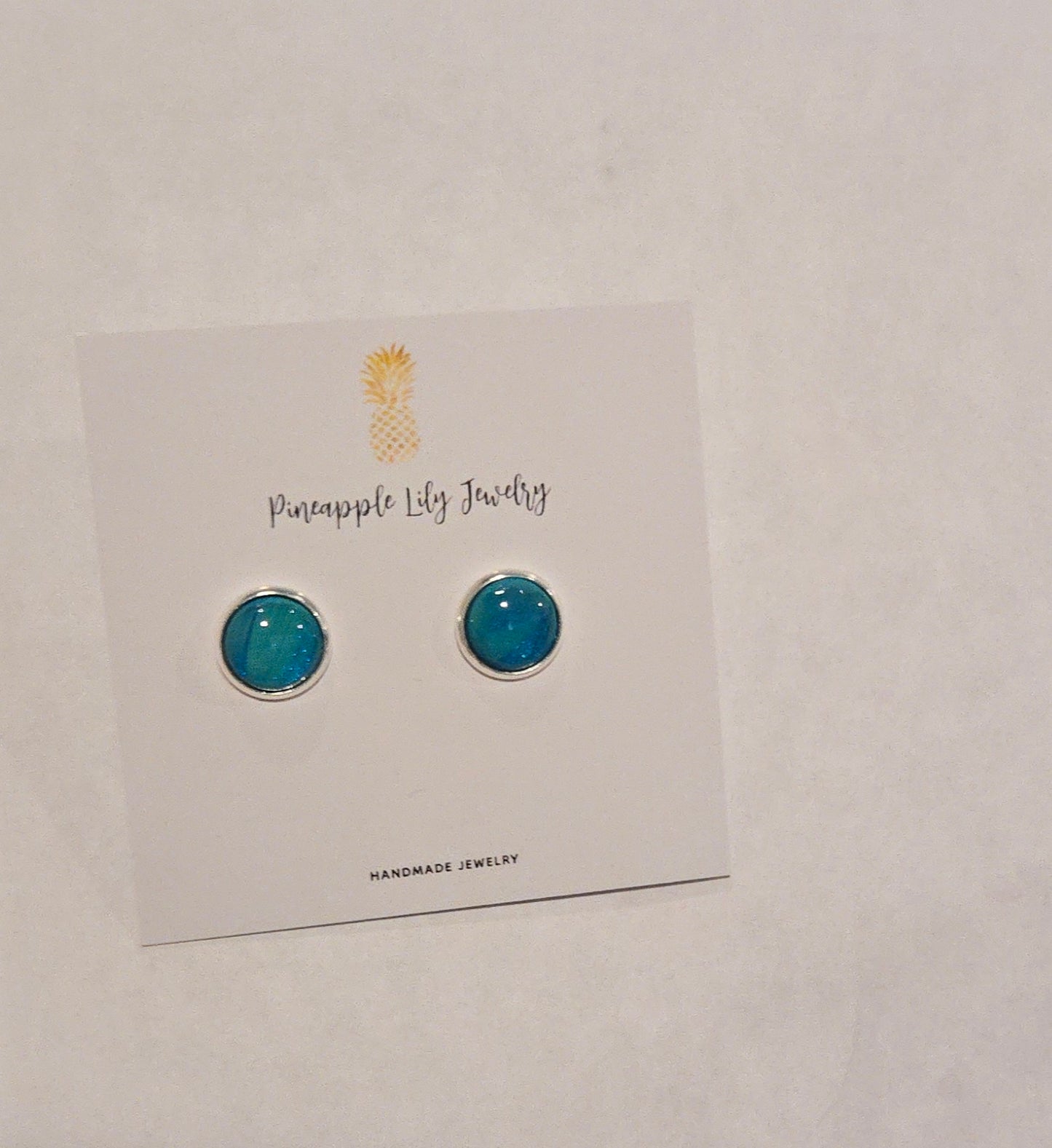 Polymer clay teal Cabochon Stud earrings