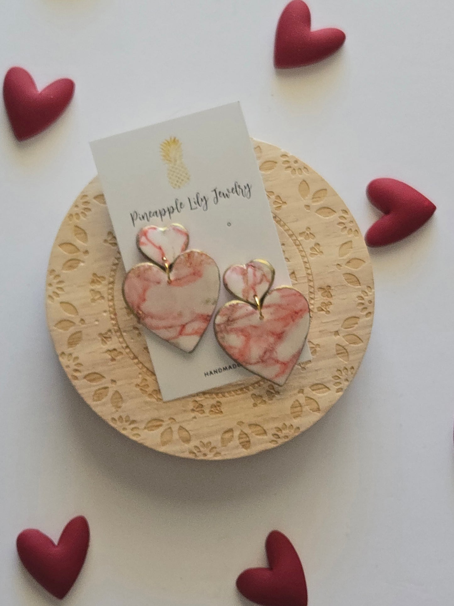 Heart dangles with heart posts