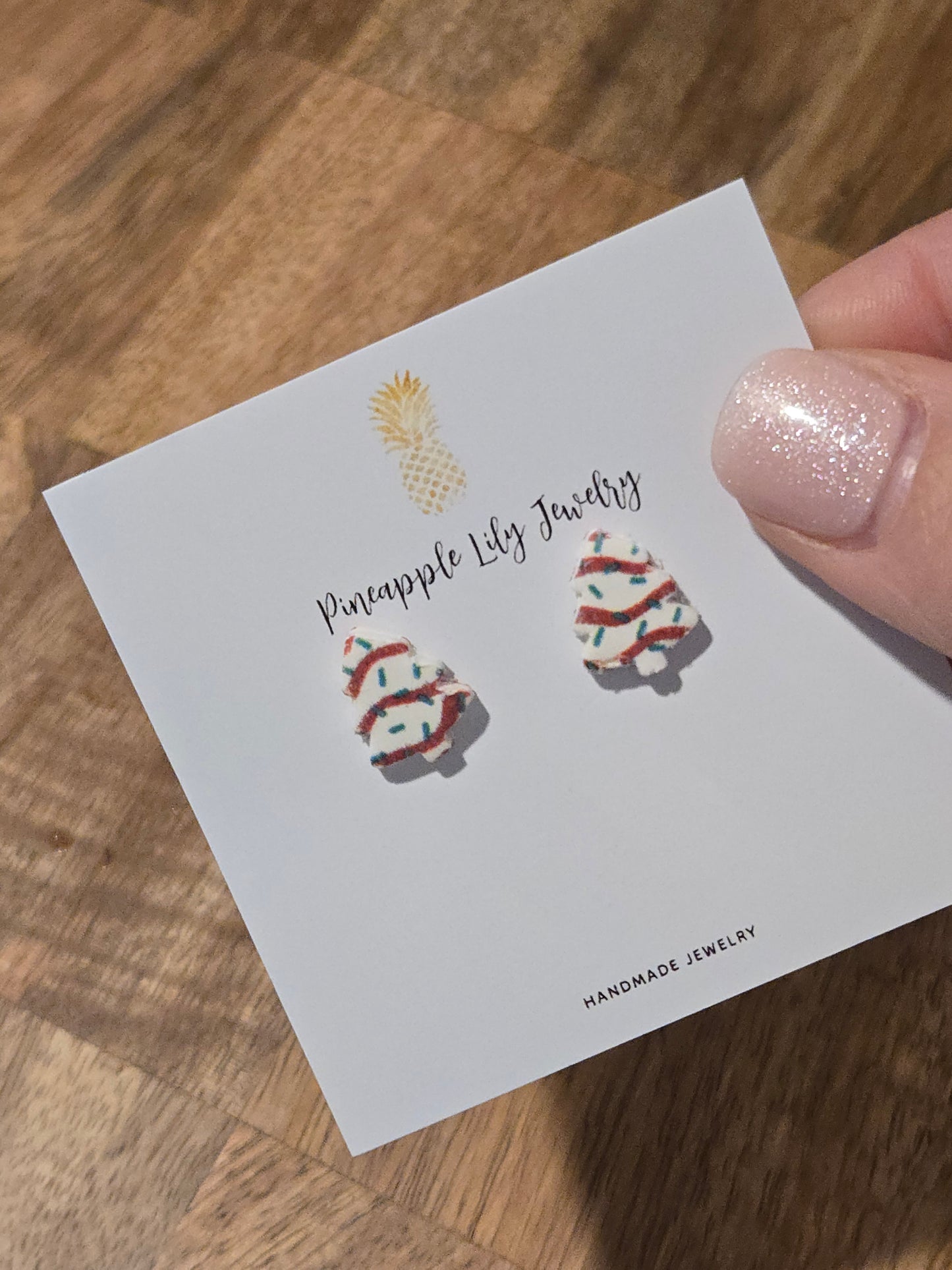 Little debbie Christmas tree cake studs