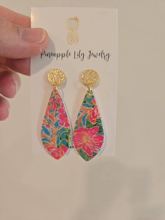 Lilly Pulitzer inspired Teardrop dangles