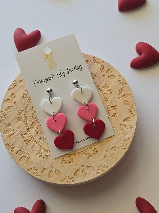 3 hearts dangles earrings