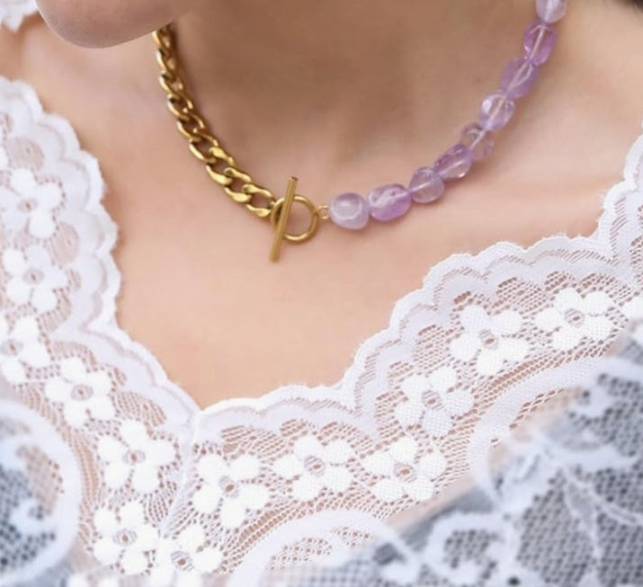 Light Amethyst/gold choker