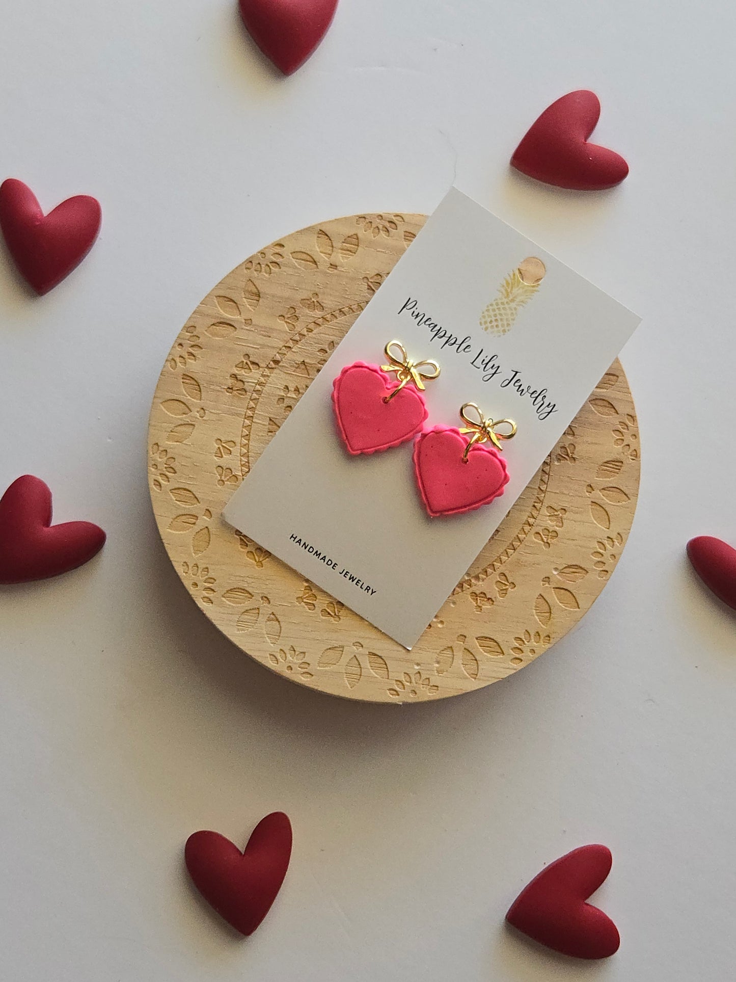 Pink Hearts with dainty bow posts