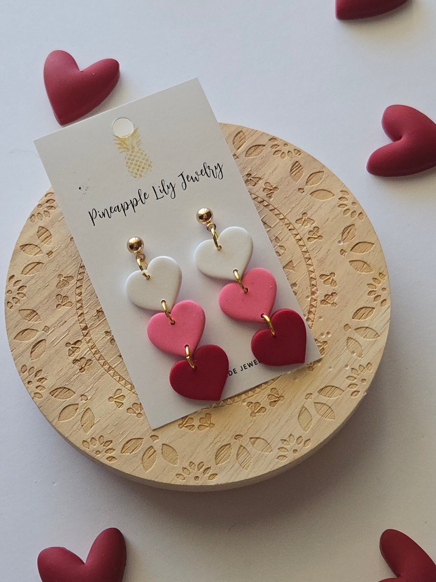 3 hearts dangles earrings