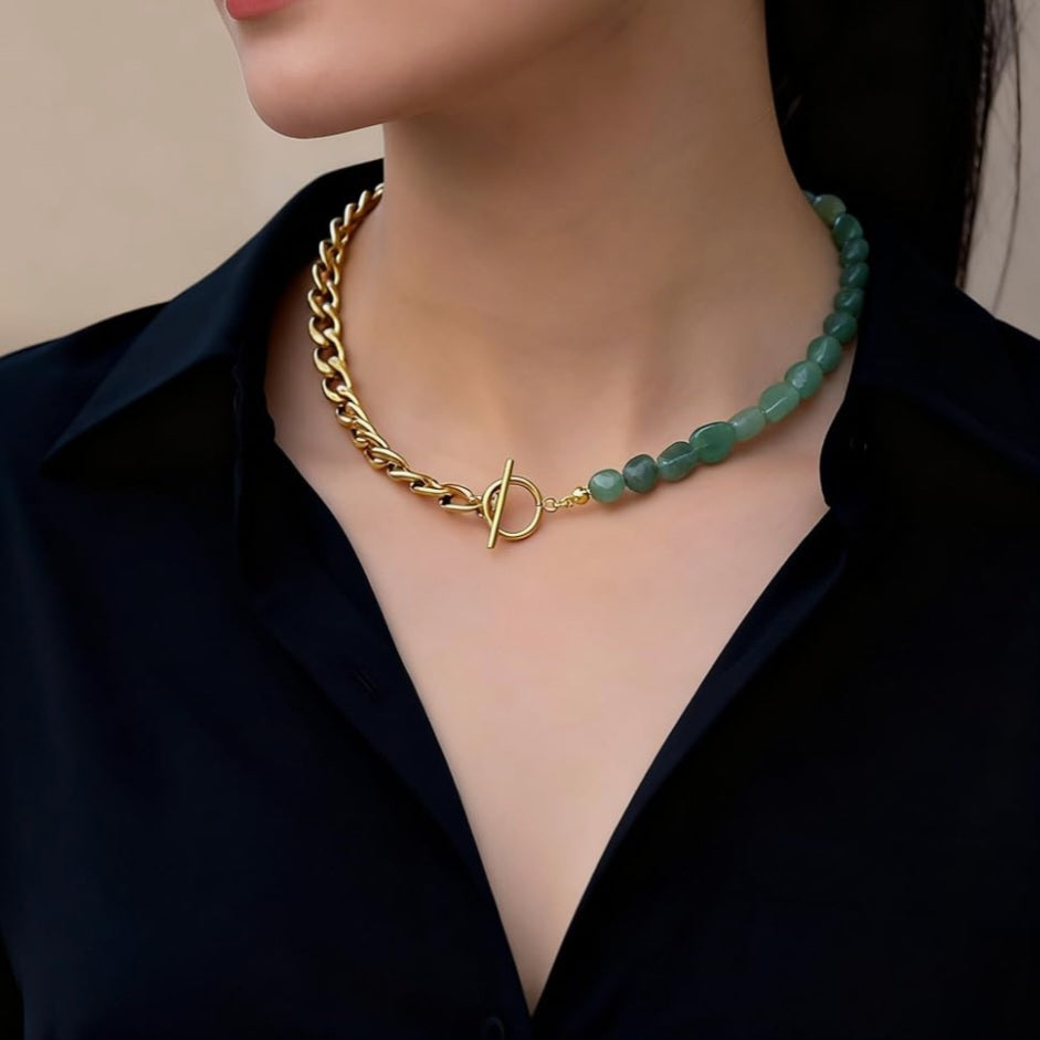 Green Aventurine/gold choker
