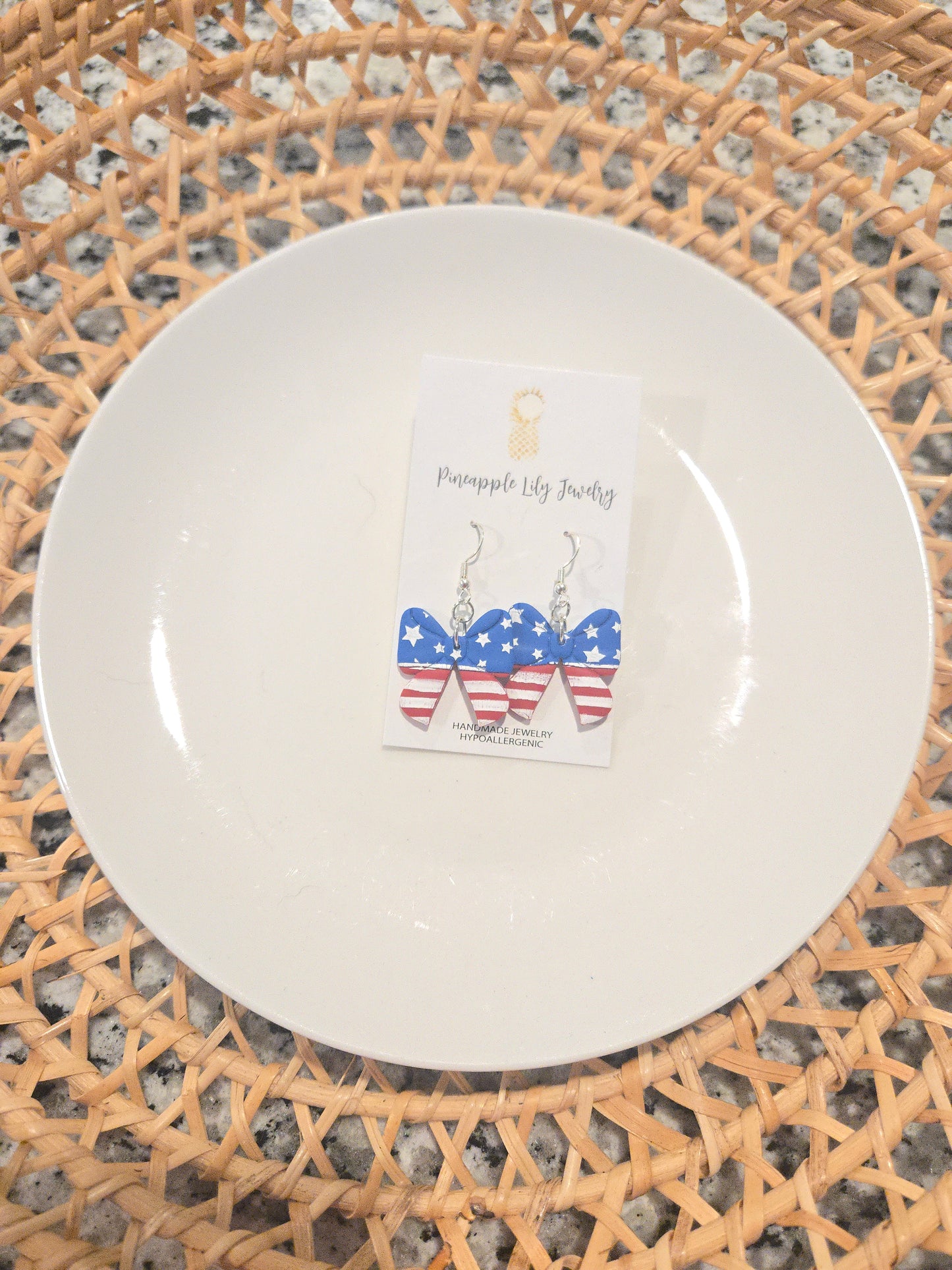 American Flag Bow Dangles