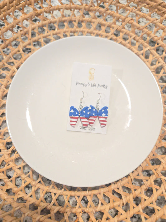 American Flag Bow Dangles