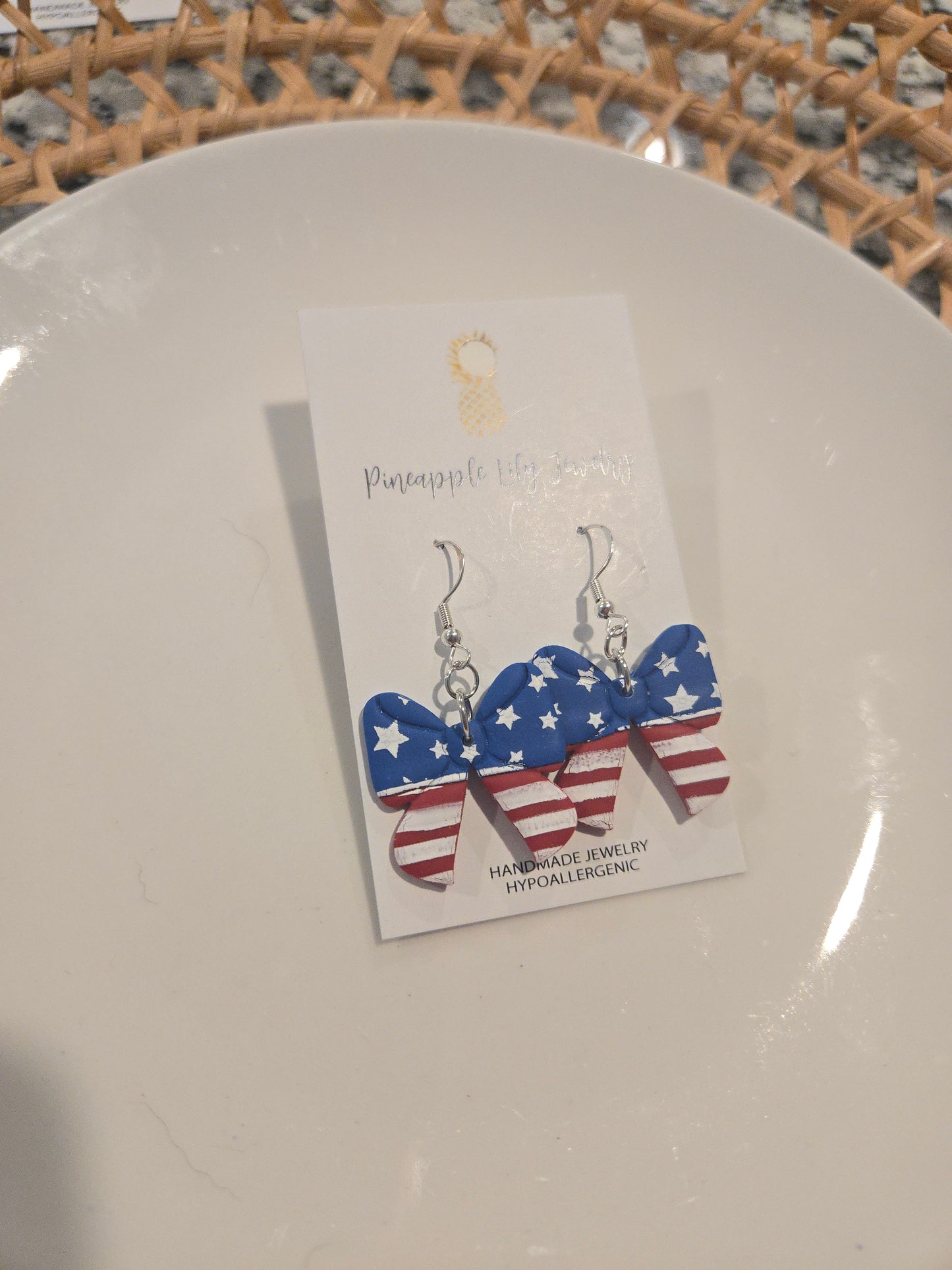 American Flag Bow Dangles