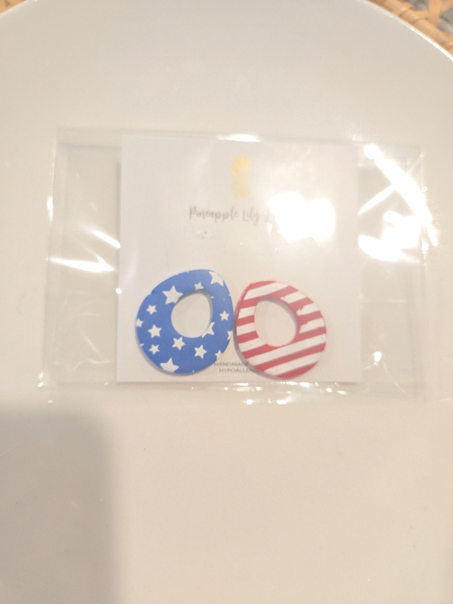American flag dangle only (no hoops)