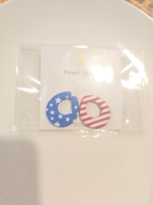 American flag dangle only (no hoops)