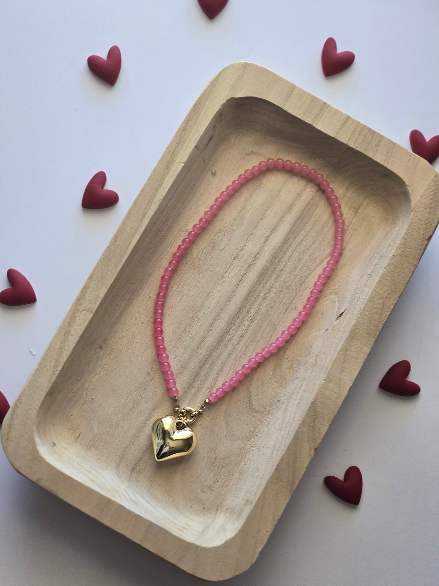 Beaded necklace with heart