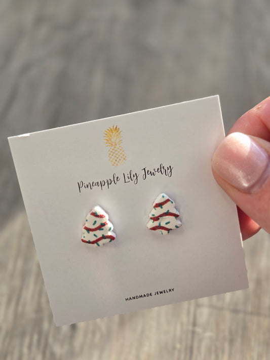 Little debbie Christmas tree cake studs