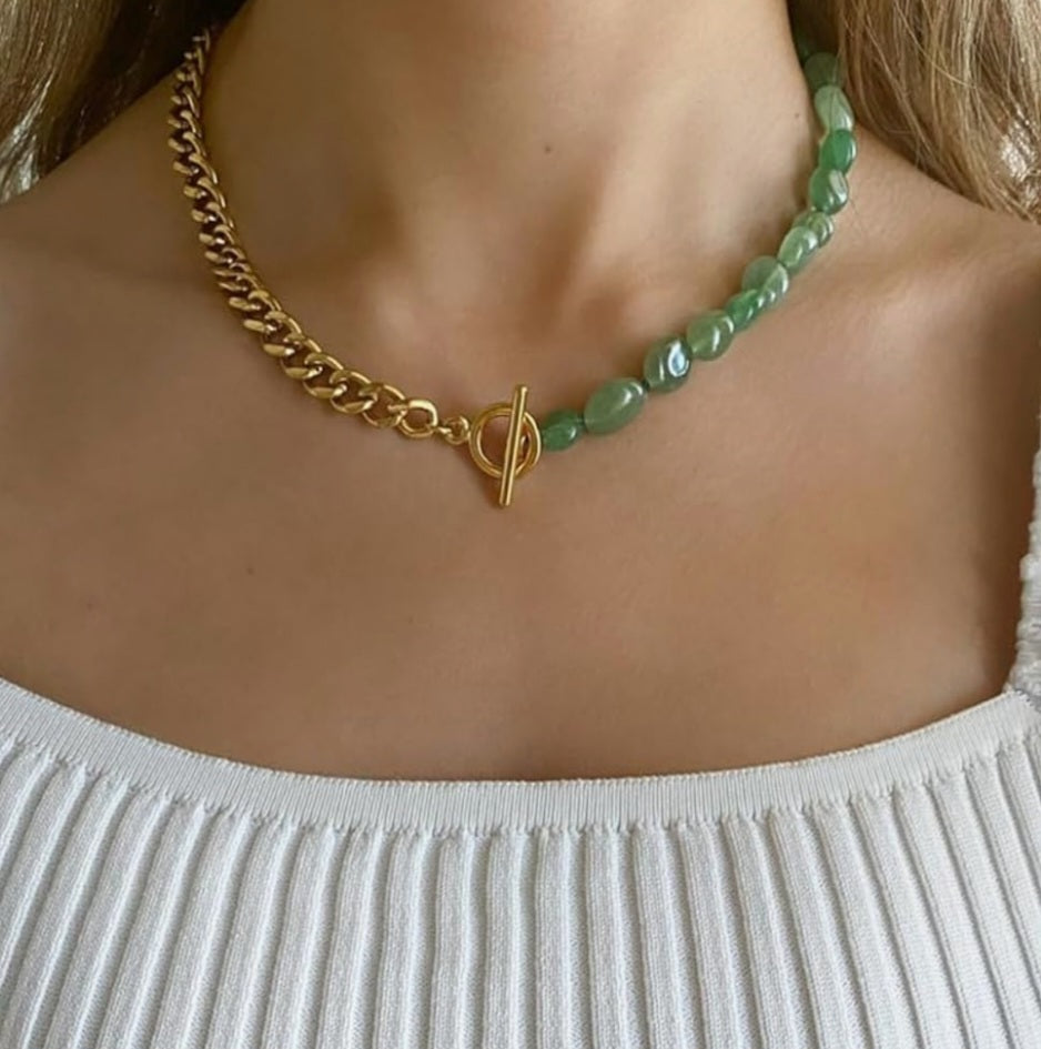 Green Aventurine/gold choker
