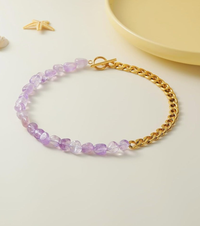 Light Amethyst/gold choker