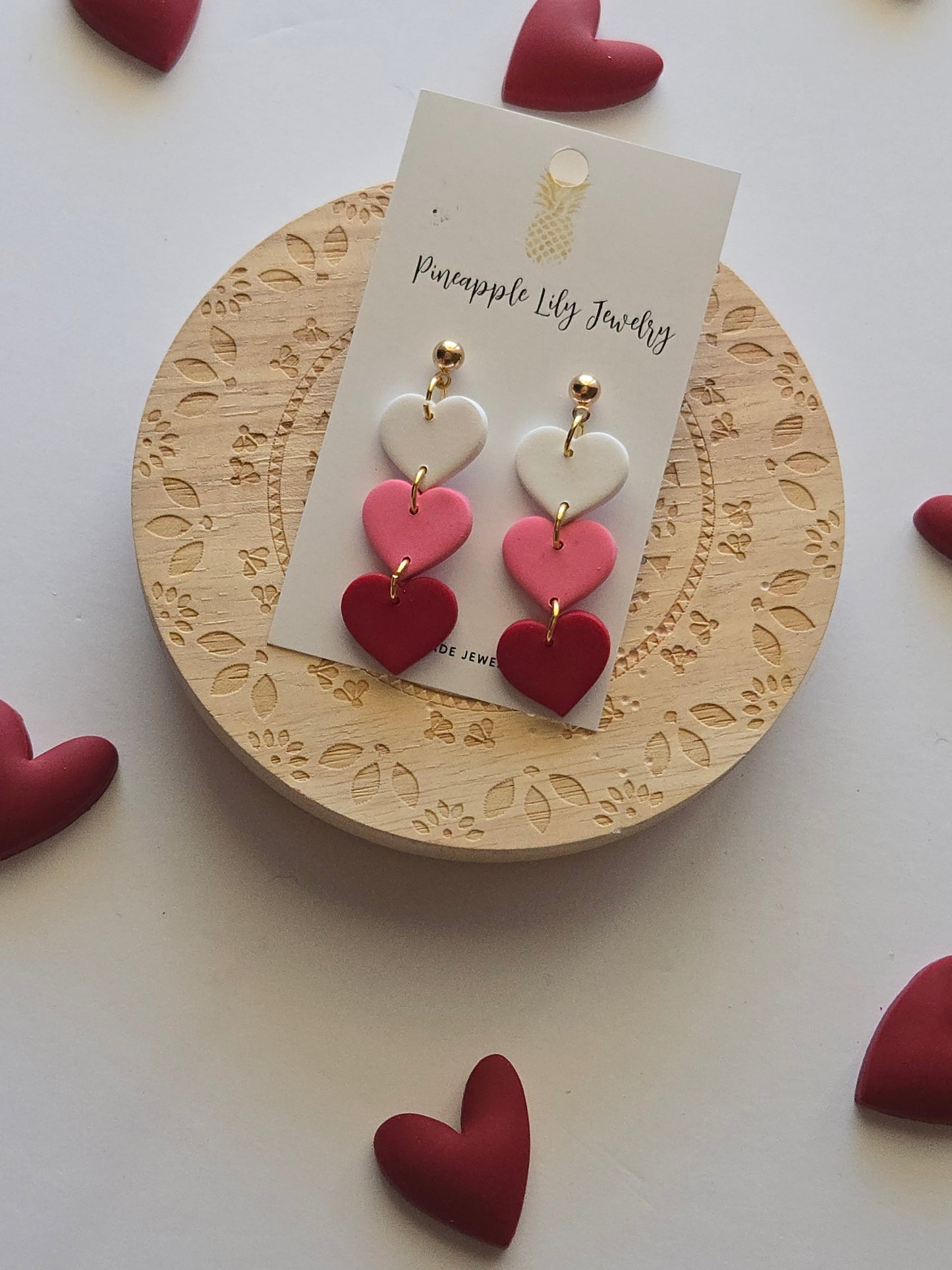 3 hearts dangles earrings
