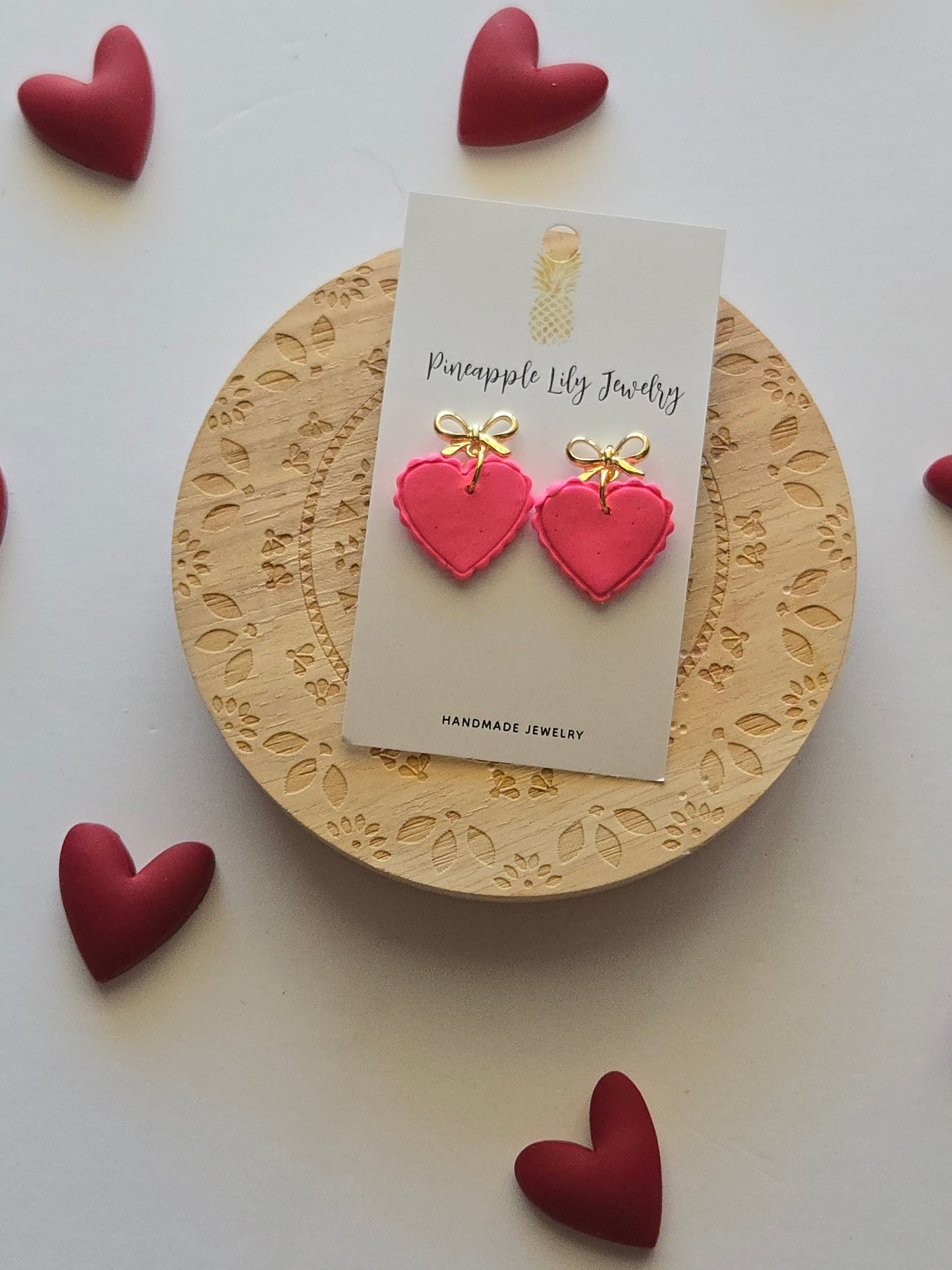 Pink Hearts with dainty bow posts