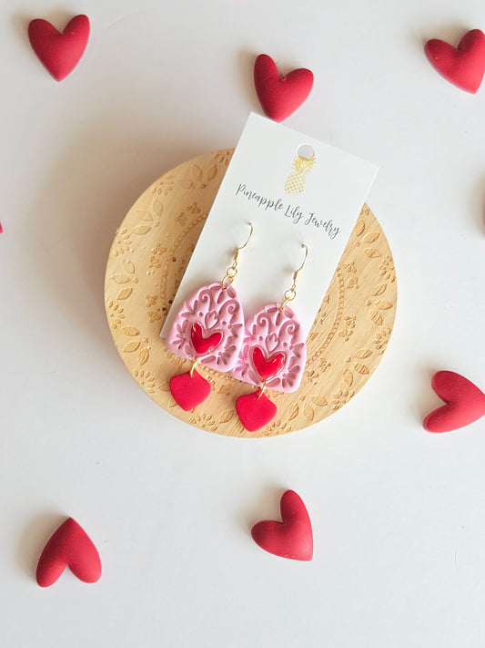 Long Pink /red dangles