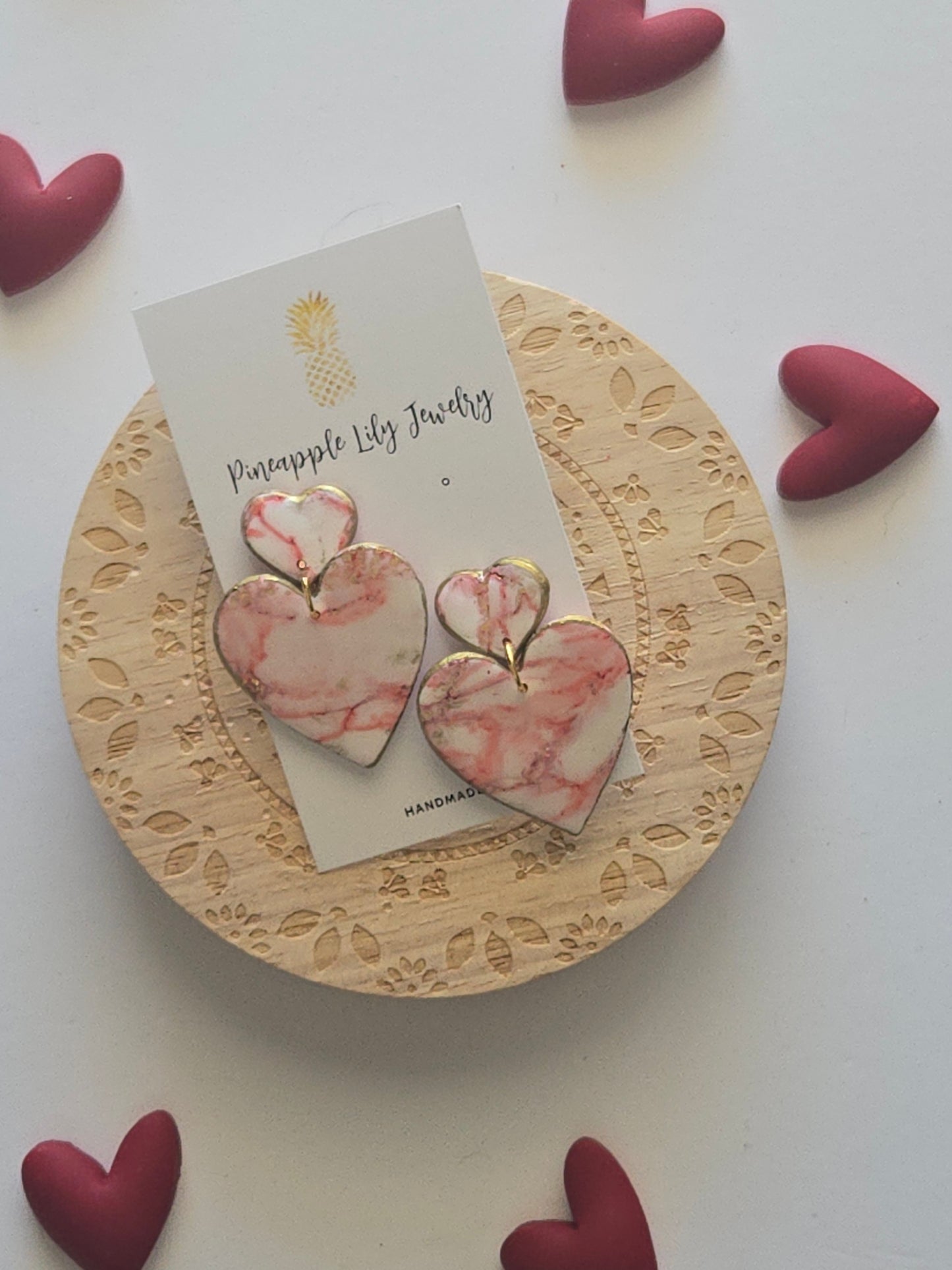 Heart dangles with heart posts