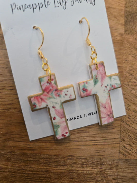 Polymer clay floral crosses