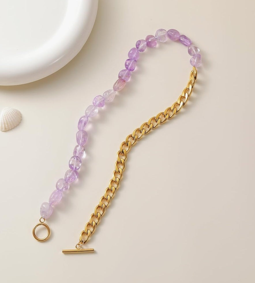 Light Amethyst/gold choker