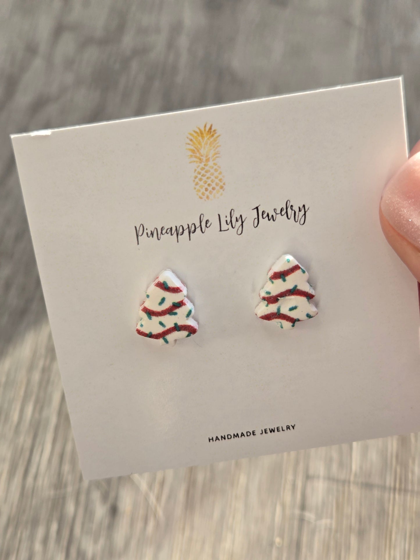 Little debbie Christmas tree cake studs