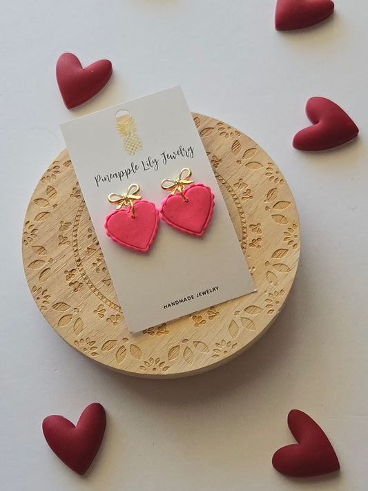 Pink Hearts with dainty bow posts