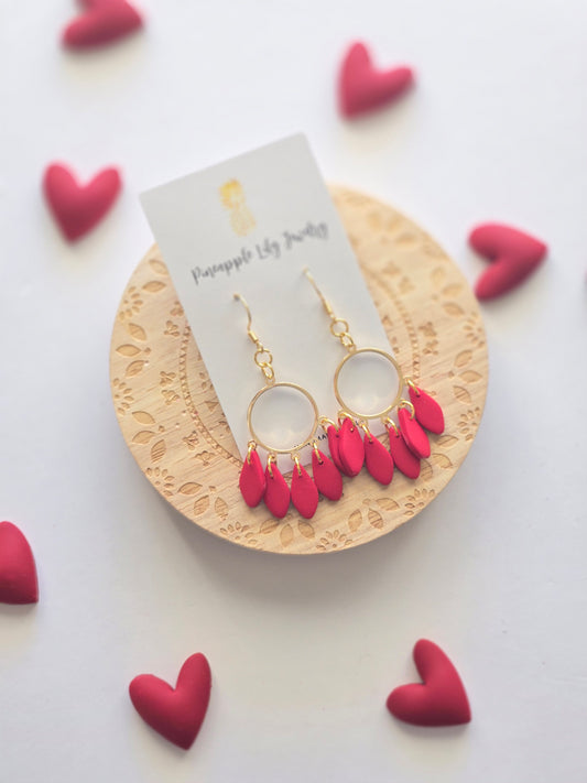 Red chandelier earrings