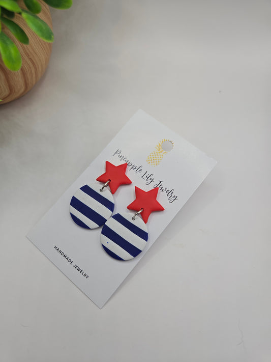 Stars and Stripes polymer clay earrings