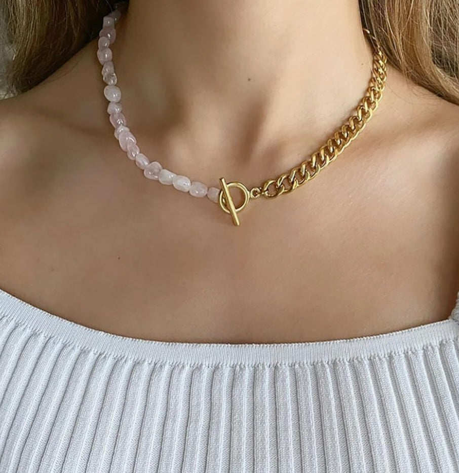 Rose quartz/choker