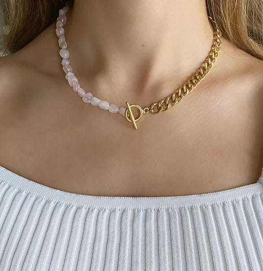 Rose quartz/choker